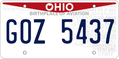 OH license plate GOZ5437