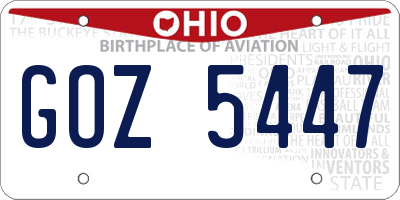 OH license plate GOZ5447