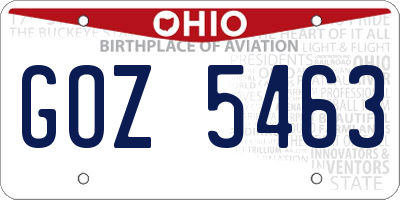 OH license plate GOZ5463