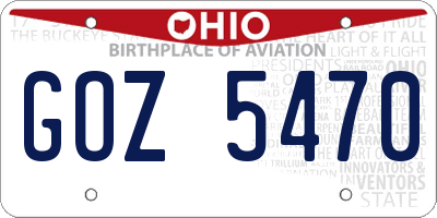 OH license plate GOZ5470