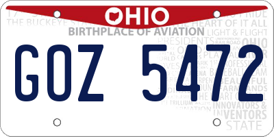 OH license plate GOZ5472