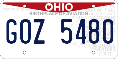 OH license plate GOZ5480