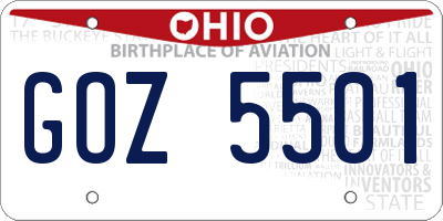 OH license plate GOZ5501