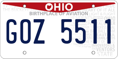 OH license plate GOZ5511