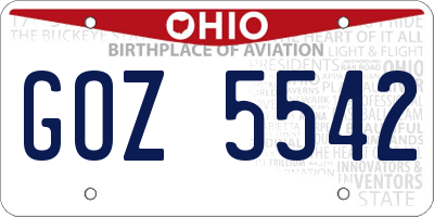 OH license plate GOZ5542