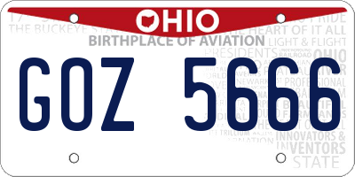 OH license plate GOZ5666