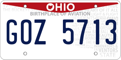 OH license plate GOZ5713