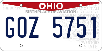 OH license plate GOZ5751