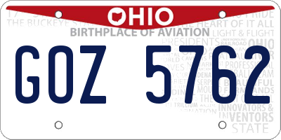 OH license plate GOZ5762