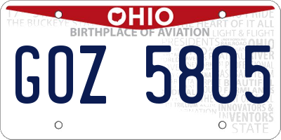 OH license plate GOZ5805