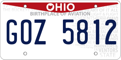 OH license plate GOZ5812