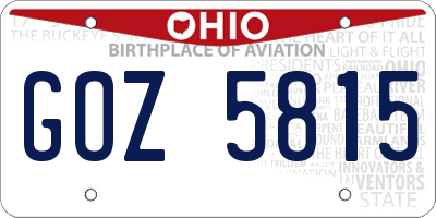 OH license plate GOZ5815