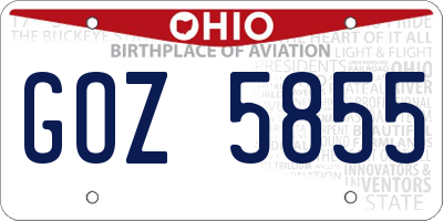 OH license plate GOZ5855