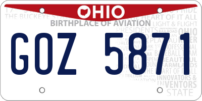 OH license plate GOZ5871