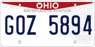 OH license plate GOZ5894