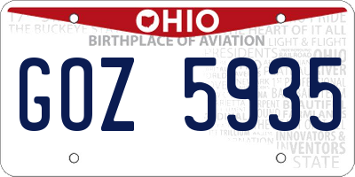 OH license plate GOZ5935