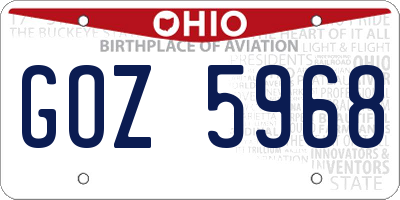 OH license plate GOZ5968