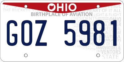 OH license plate GOZ5981