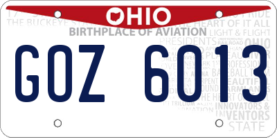 OH license plate GOZ6013