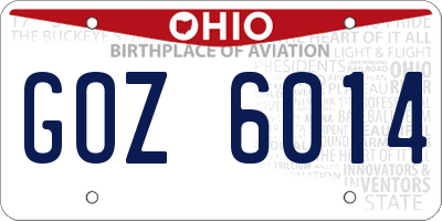OH license plate GOZ6014