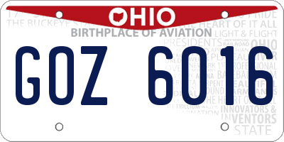 OH license plate GOZ6016