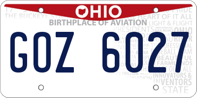 OH license plate GOZ6027