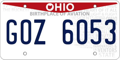 OH license plate GOZ6053