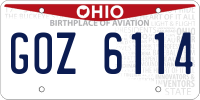 OH license plate GOZ6114