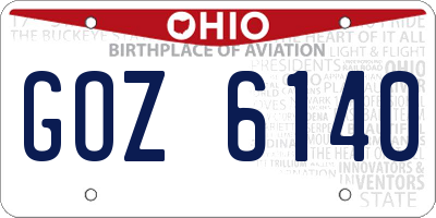 OH license plate GOZ6140