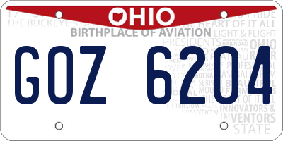 OH license plate GOZ6204
