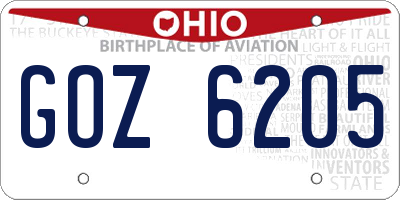 OH license plate GOZ6205