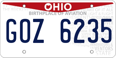 OH license plate GOZ6235