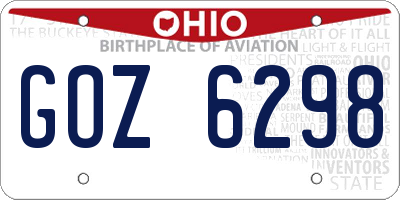 OH license plate GOZ6298