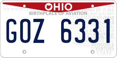 OH license plate GOZ6331