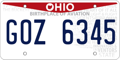 OH license plate GOZ6345