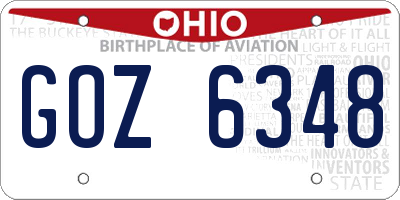 OH license plate GOZ6348