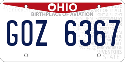 OH license plate GOZ6367