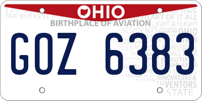 OH license plate GOZ6383