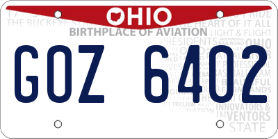 OH license plate GOZ6402