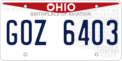 OH license plate GOZ6403