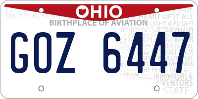 OH license plate GOZ6447