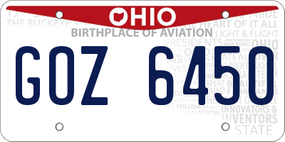 OH license plate GOZ6450