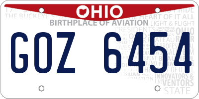 OH license plate GOZ6454