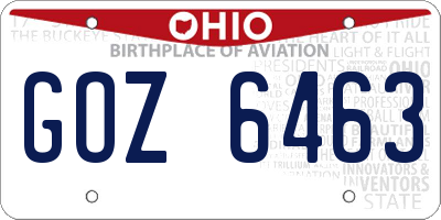 OH license plate GOZ6463