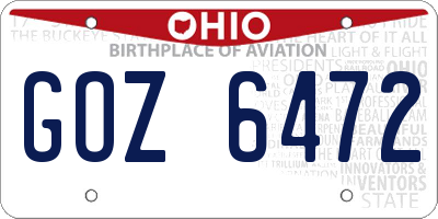 OH license plate GOZ6472