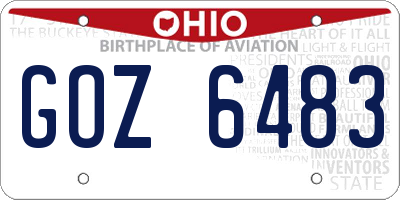 OH license plate GOZ6483