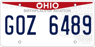 OH license plate GOZ6489