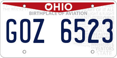 OH license plate GOZ6523