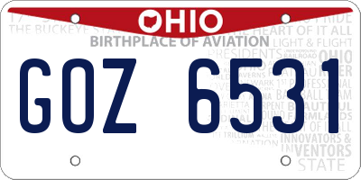 OH license plate GOZ6531