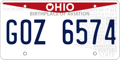 OH license plate GOZ6574